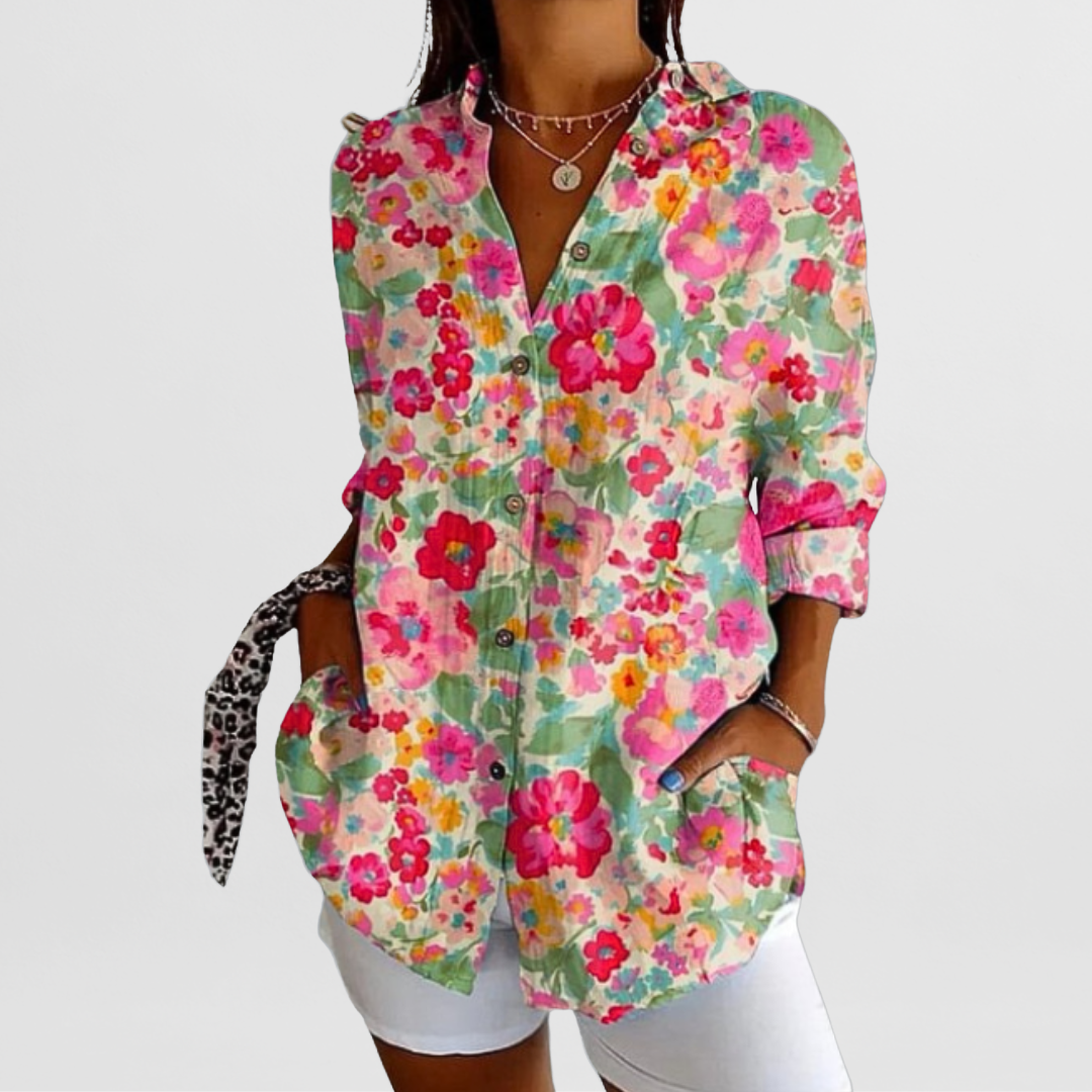 Women's Printed Button-Down Blouse