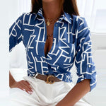 Women’s Printed Long Sleeve Button Down Blouse