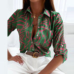 Women’s Printed Long Sleeve Button Down Blouse