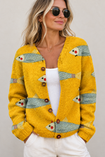 Women's Printed Long Sleeve Knit Cardigan