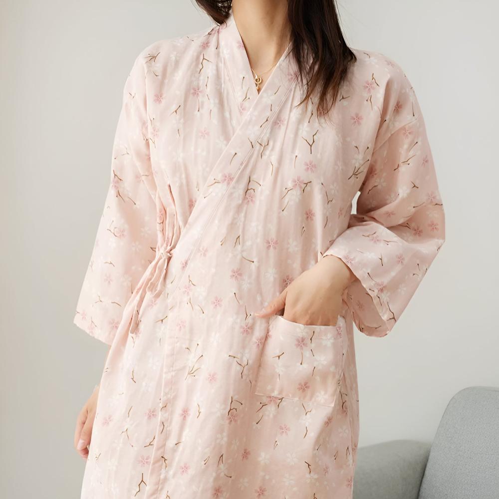 Women’s Printed Long Sleeve Wrap Kimono Robe
