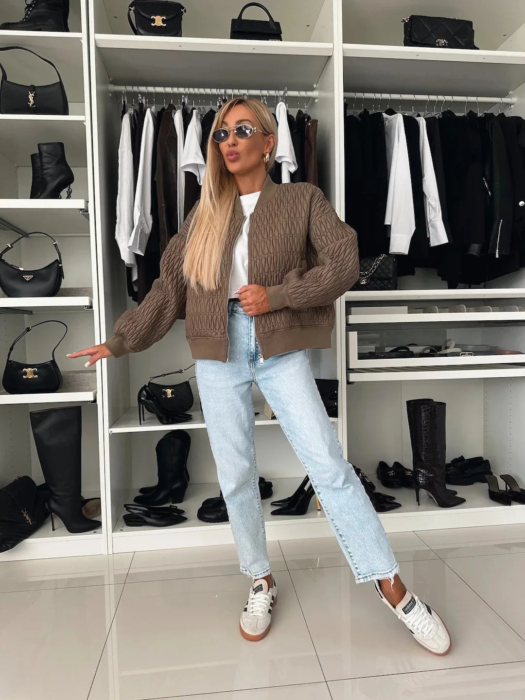 Women’s Quilted Zip Front Bomber Jacket