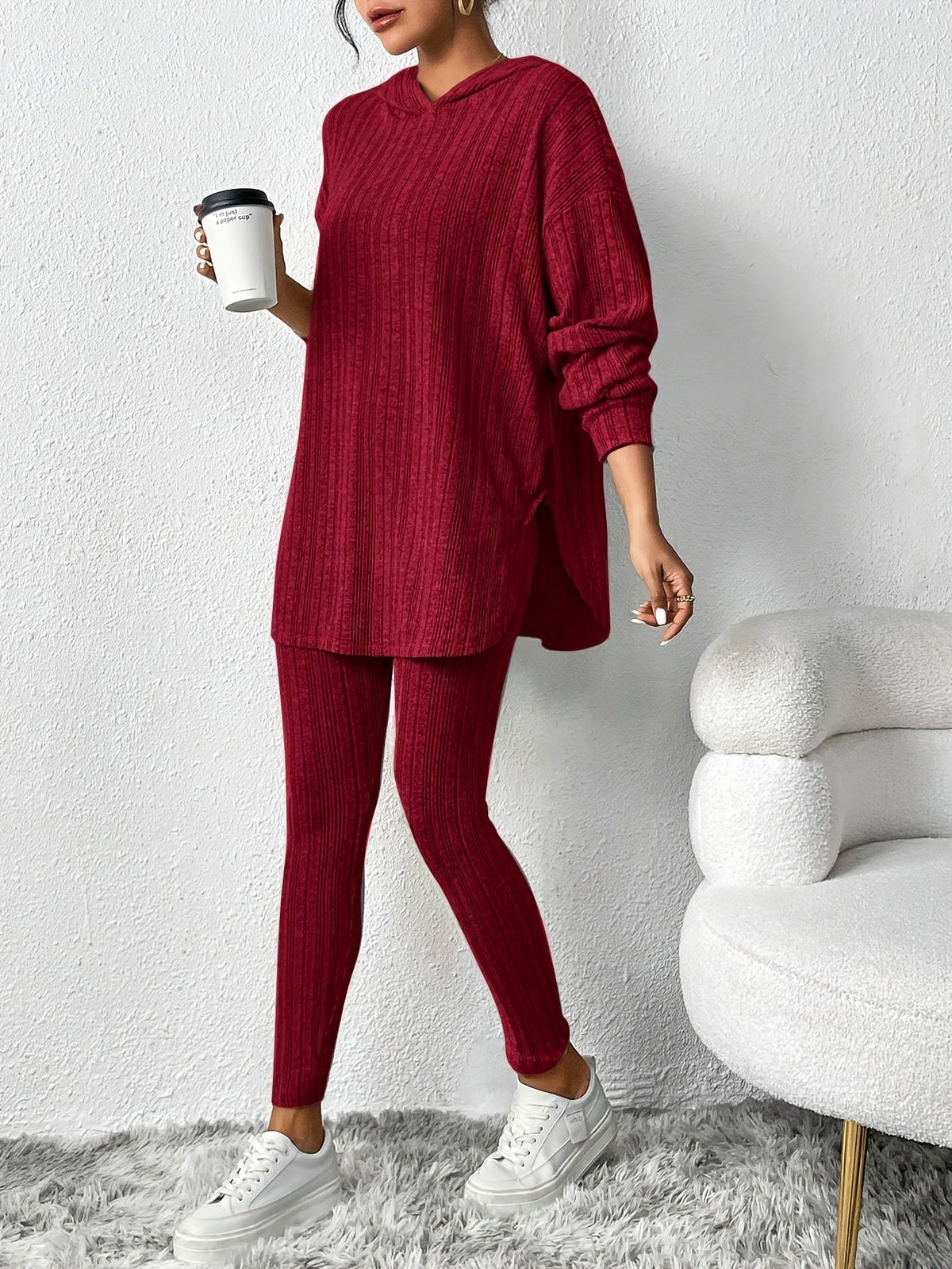 Women’s Ribbed Hoodie and Leggings 2 Piece Lounge Set