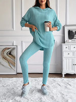 Women’s Ribbed Hoodie and Leggings 2 Piece Lounge Set
