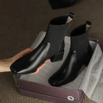 Women’s Ribbed Knit Sock Block Heel Ankle Boots