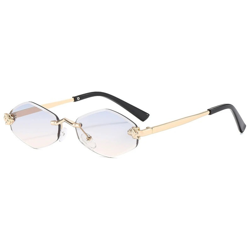 Women’s Rimless Geometric Oval Frame Sunglasses
