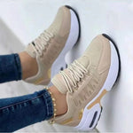 Women's Rounded Toe Lace Up Platform Sneakers