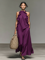 Women's Ruffled Halter-Neck Maxi Dress