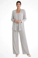 Women's Sequin Long-Sleeve Wide-Leg Three-Piece Suit Set