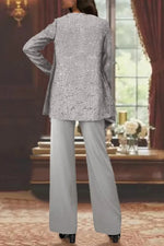 Women's Sequin Long-Sleeve Wide-Leg Three-Piece Suit Set