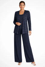 Women's Sequin Long-Sleeve Wide-Leg Three-Piece Suit Set
