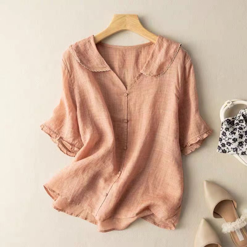 Women's Short Sleeve Button Up Blouse