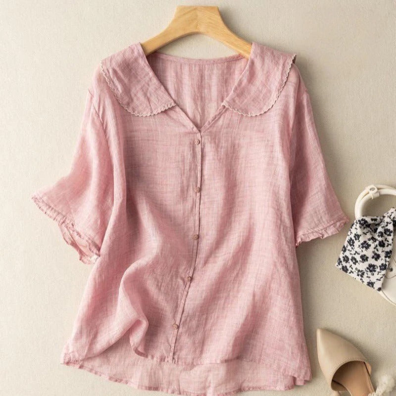 Women's Short Sleeve Button Up Blouse