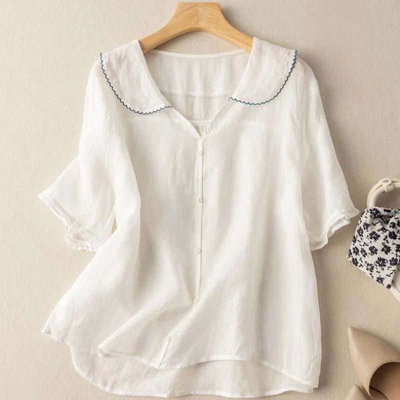 Women's Short Sleeve Button Up Blouse