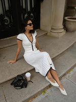 Women’s Short Sleeve Top and Pleated Midi Skirt 2 Piece Set