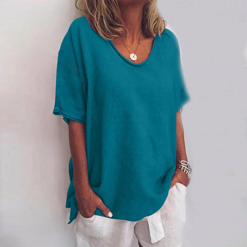 Women's Short Sleeves Loose Blouse
