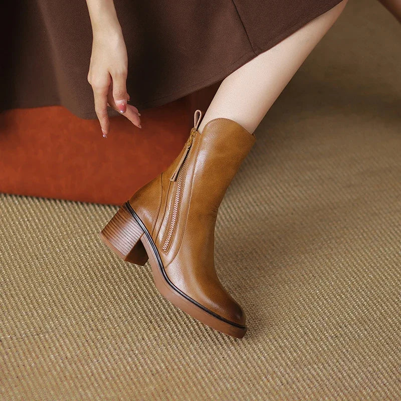 Women’s Side Zip Block Heel Ankle Boots