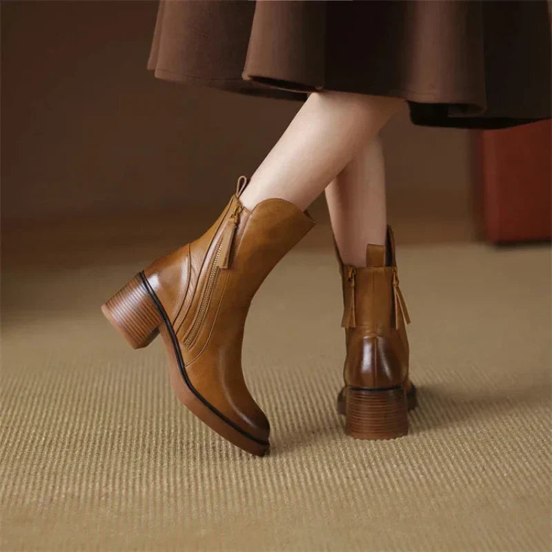 Women’s Side Zip Block Heel Ankle Boots
