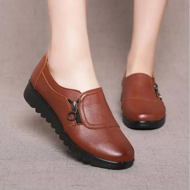 Women's Side Zip Low Heel Loafers