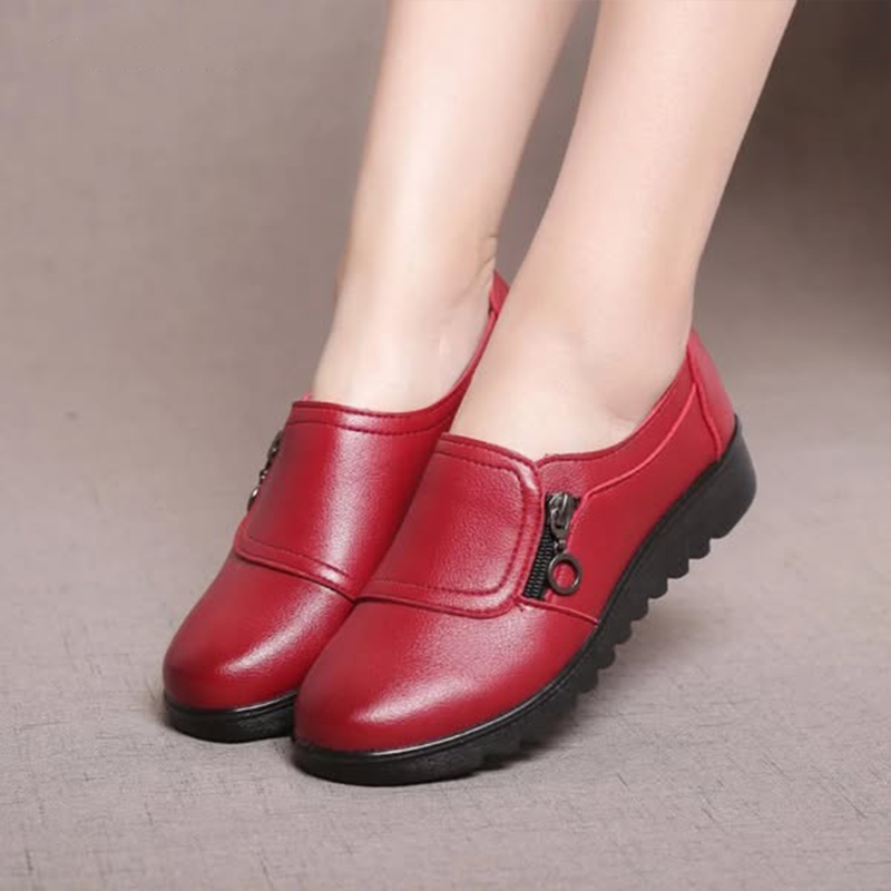Women's Side Zip Low Heel Loafers