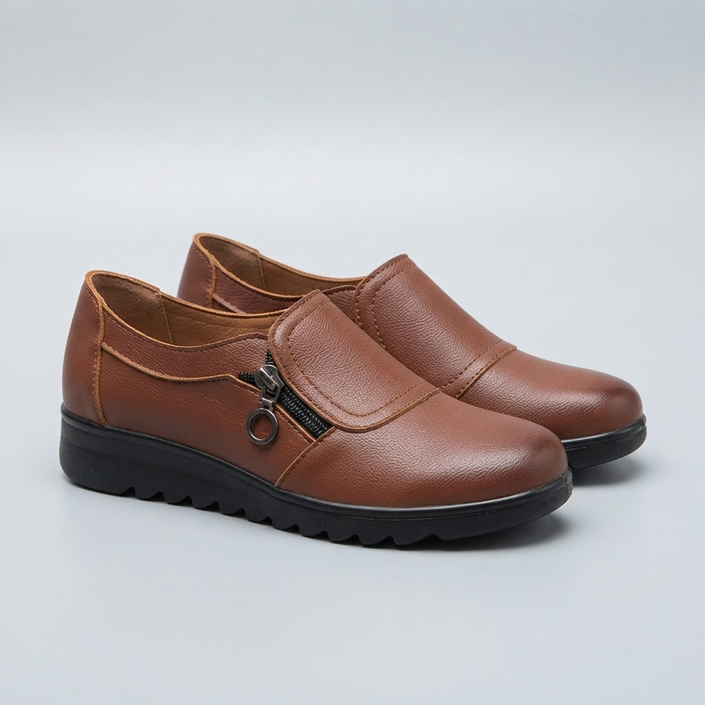 Women's Side Zip Low Heel Loafers