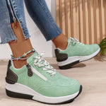 Women’s Side Zipper Lace Up Platform Sneakers