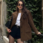 Women’s Single Breasted Button Front Blazer Jacket