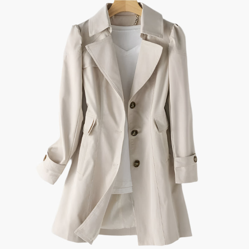 Women's Single Breasted Button-Front Trench Coat