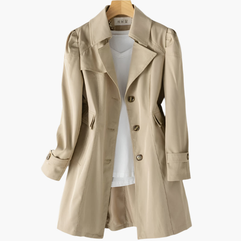 Women's Single Breasted Button-Front Trench Coat