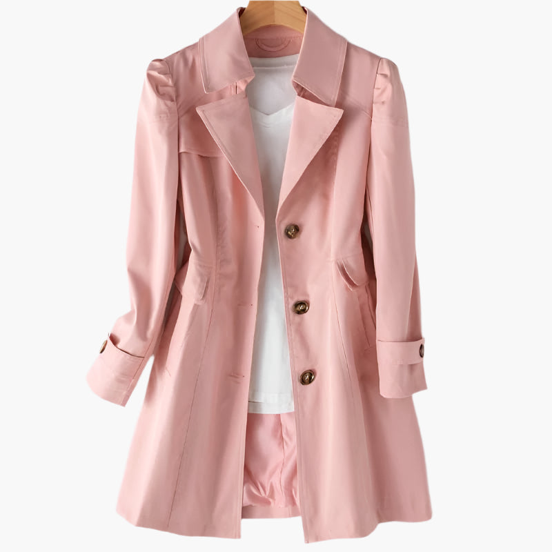 Women's Single Breasted Button-Front Trench Coat