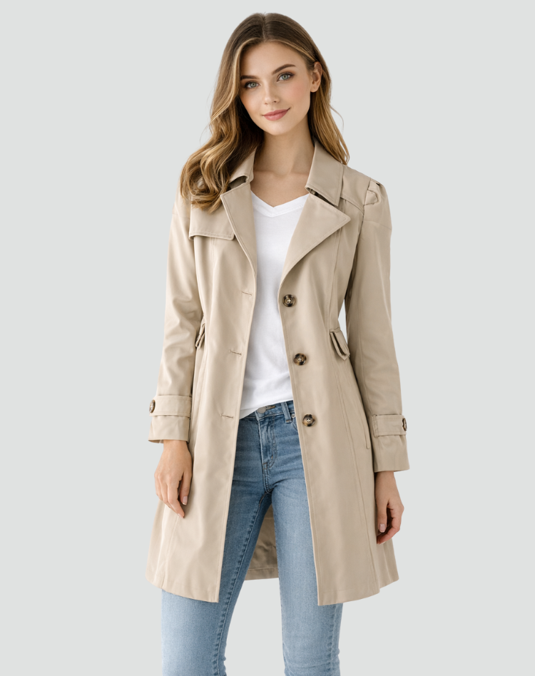 Women's Single-Breasted Notch Lapel Trench Coat