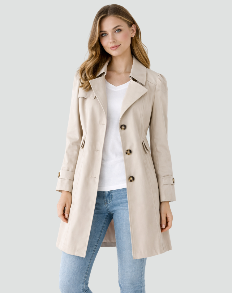 Women's Single-Breasted Notch Lapel Trench Coat