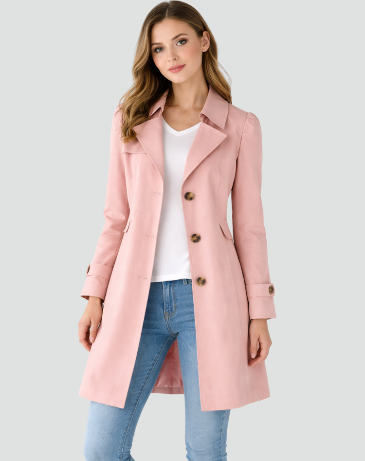 Women's Single-Breasted Notch Lapel Trench Coat
