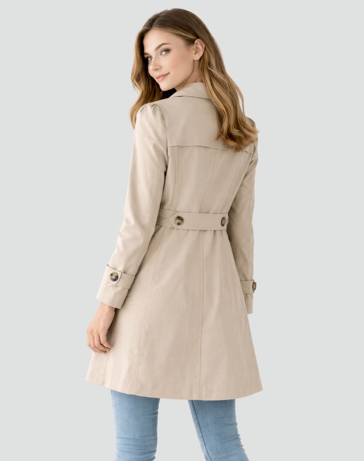 Women's Single-Breasted Notch Lapel Trench Coat