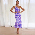 Women’s Sleeveless One-Shoulder Floral Maxi Dress