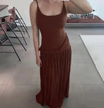 Women's Sleeveless Scoop Neckline Maxi Wedding Guest Dress