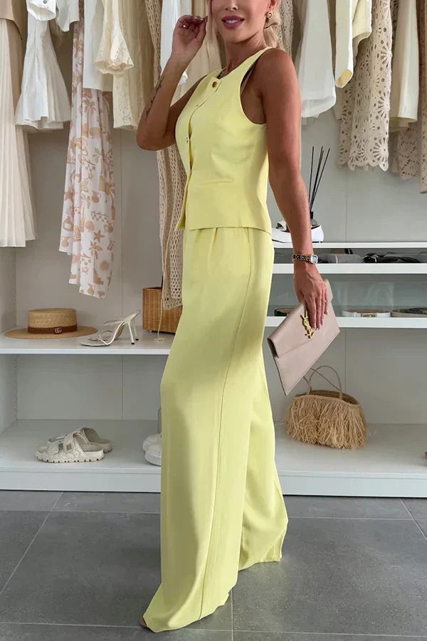 Women’s Sleeveless Vest & Wide Leg Pants 2 Piece Set