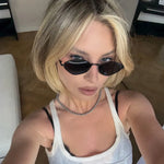 Women’s Slim Angular Oval Frame Sunglasses