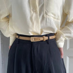 Women’s Slim Leather Look Buckle Belt