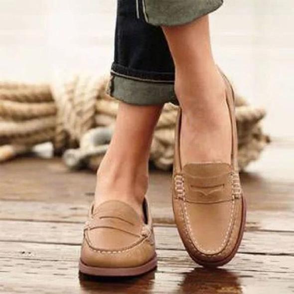 Women's Slip On Flat Leather Loafers