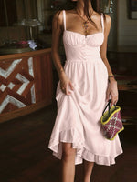 Women’s Smocked Spaghetti Strap Midi Summer Dress