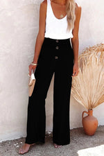 Women’s Smocked Waist Button Front Wide Leg Pants