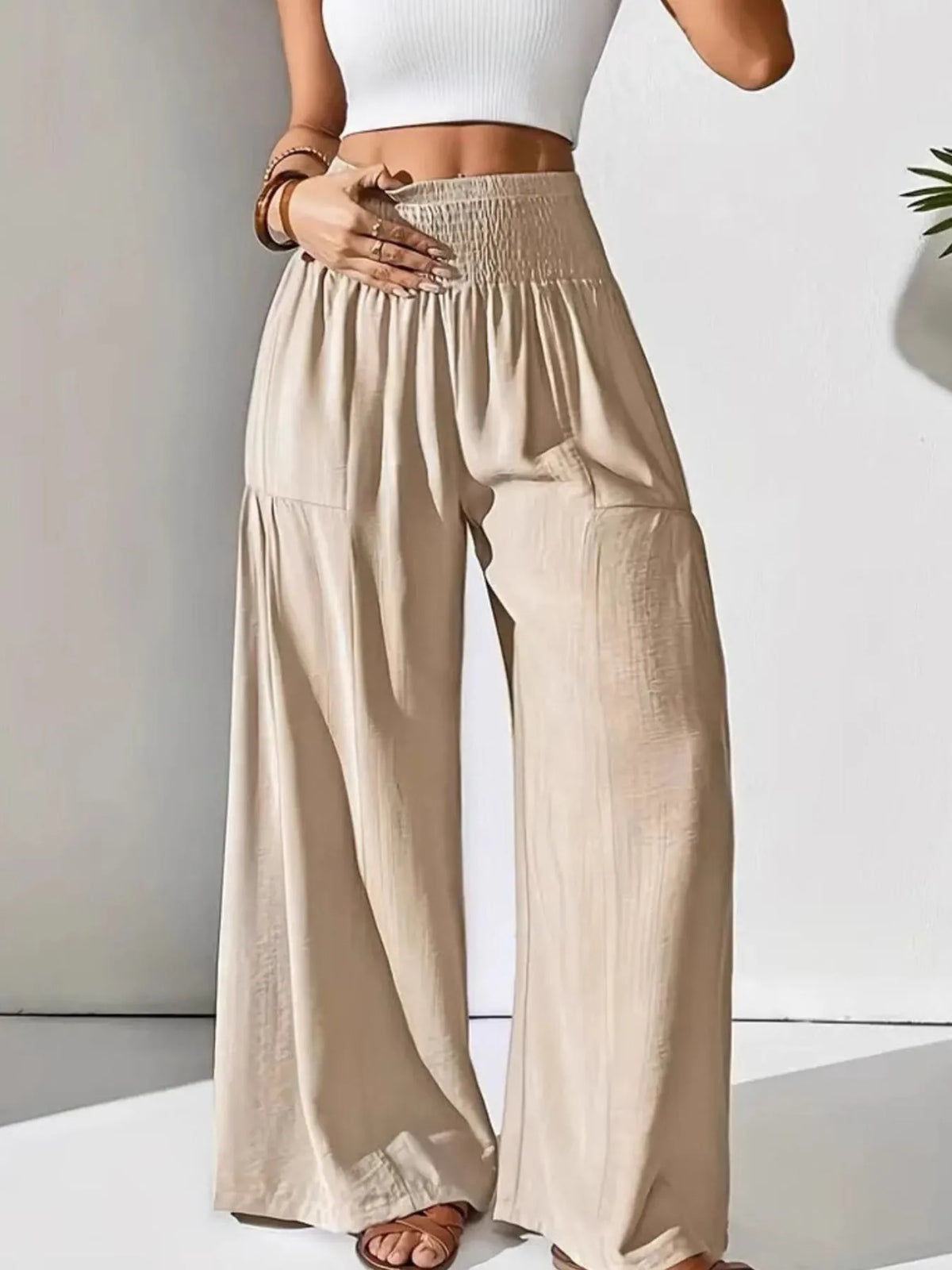 Women’s Smocked Waist Wide Leg Lounge Pants