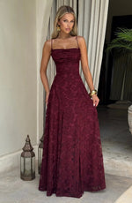 Women’s Spaghetti Strap Cowl Neck Maxi Wedding Guest Dress