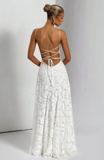 Women’s Spaghetti Strap Cowl Neck Maxi Wedding Guest Dress