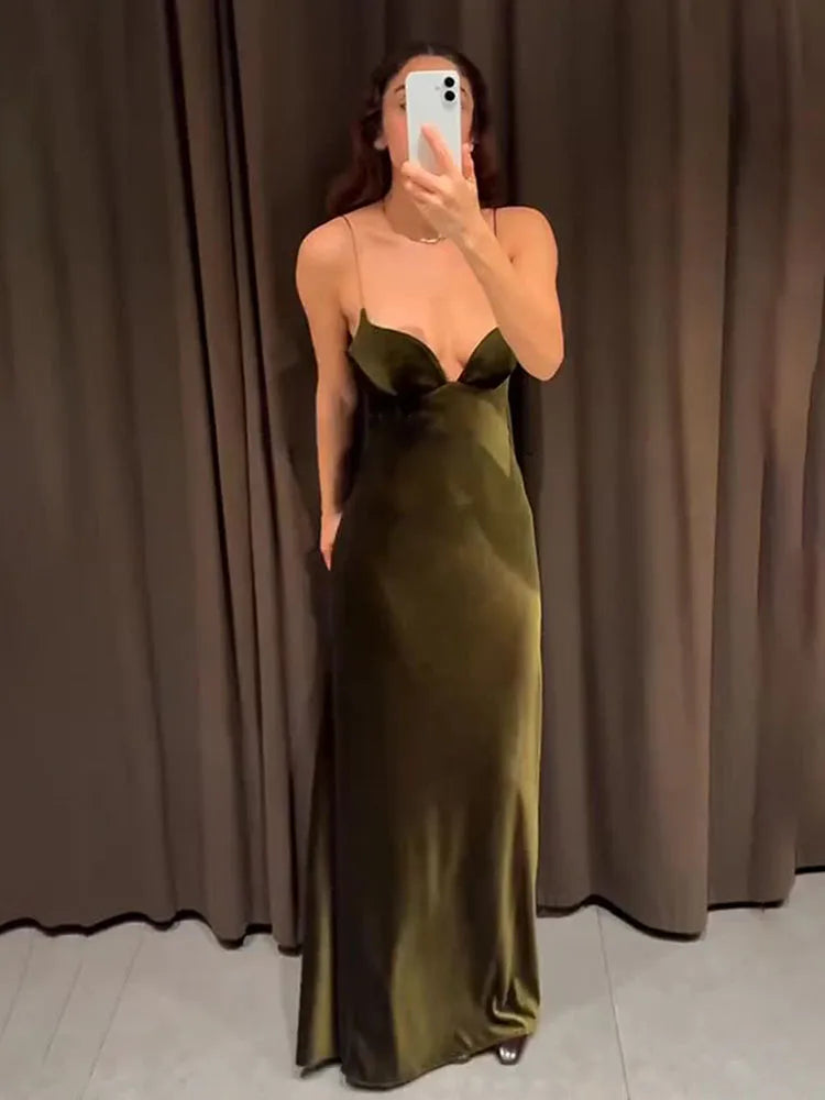 Women’s Spaghetti Strap Maxi Wedding Guest Dress