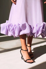 Women’s Spaghetti Strap Ruffle Hem Sleeveless Wedding Guest Dress