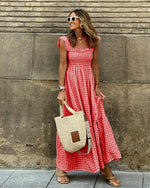 Women’s Square Neck Ruffle Sleeves Maxi Dress