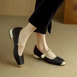 Women's Square Toe Block Heel Mary Jane Shoes