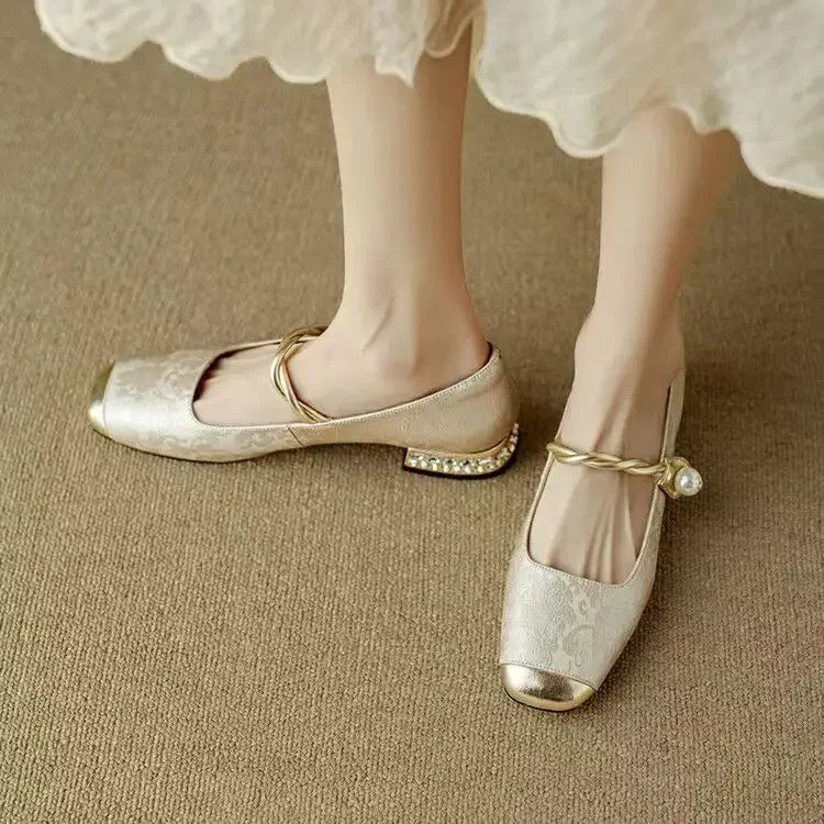 Women's Square Toe Block Heel Mary Jane Shoes